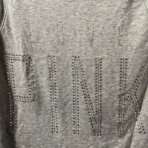 Small Love Pink heather gray Bling Hoodie